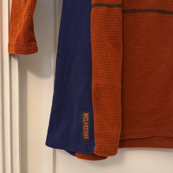 New Melanzana Women's Hooded Dress - Orange Blue - Medium - Micro Grid Hoodie - Picture 3 of 6